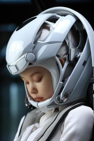 A child wearing a helmet in a car, AIの素材