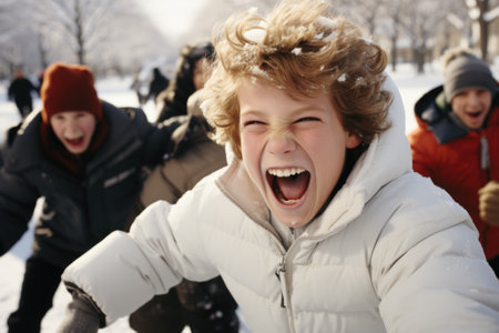 A group of people in the snow, AIの素材