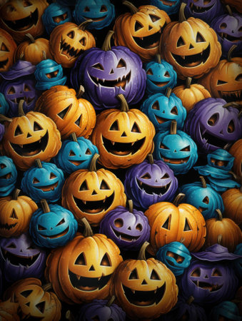 Halloween pumpkins wallpaper, AIの素材