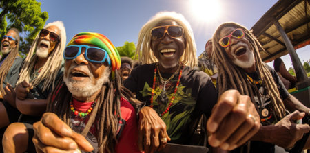 A group of people with dreadlocks and sunglasses, AIの素材