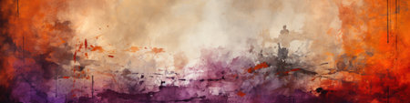 Abstract painting of orange, purple and white, AIの素材