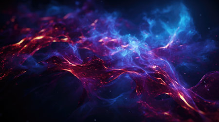 A close up of a purple and blue fire, AIの素材