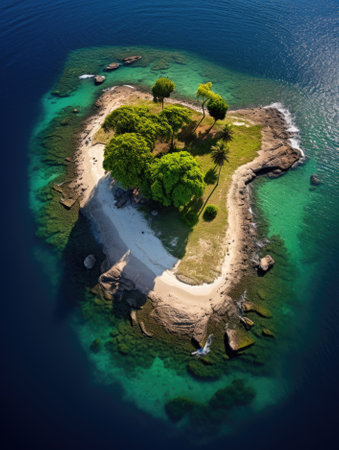 An island with a small tree on it. AIの素材