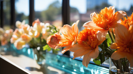 A vase of orange flowers, AIの素材