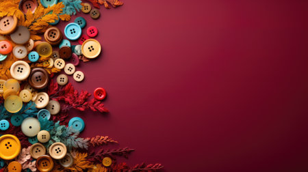 Colorful buttons on red background, AIの素材