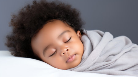 A baby sleeping on a bed with a blanket, AIの素材