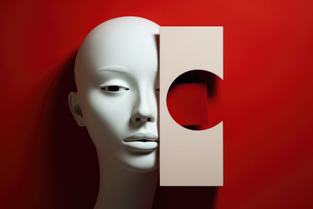 A white mannequin head with a hole in it, AIの素材