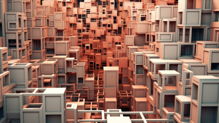 A room filled with lots of different sized boxes, AIの素材
