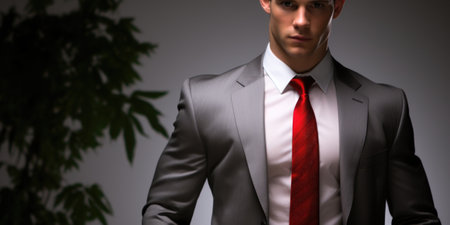 A man wearing a suit and red tie. AI.の素材