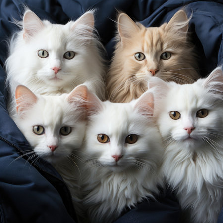 A group of cats sitting together, AIの素材
