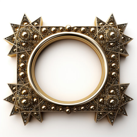 Gold frame with stars and dots on it, AIの素材