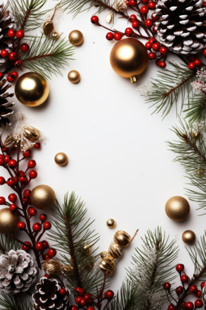 Christmas decorations on a white background, AIの素材