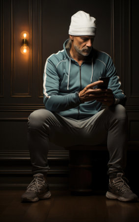 A man wearing a hat and a white beanie, AIの素材