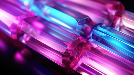 A group of colorful glass blocks on a black background, AIの素材