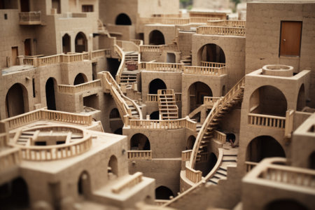 A model of a building made out of cardboard, AIの素材
