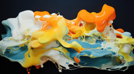 A large painting of colorful paint on a black background, AIの素材