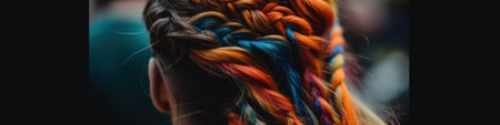 A close up of a woman with colorful hair, AIの素材