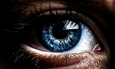 A close up of a blue persons eye, AIの素材