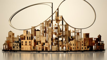 A sculpture of a city made of cardboard. AI.の素材
