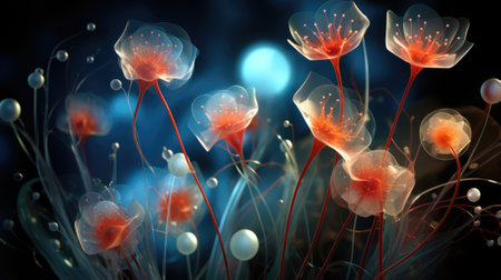 A close up of a bunch of flowers. AI.の素材