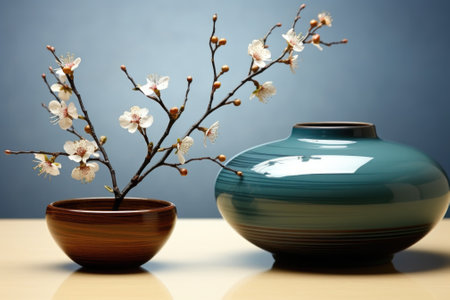 Two vases with flowers in them sitting on a table. AI.の素材