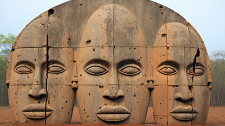 The faces of the gods of the african continent, AIの素材
