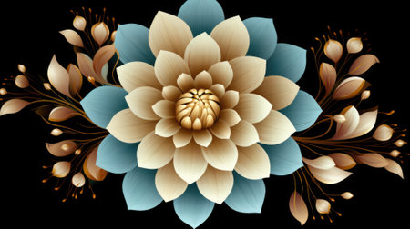 A flower with brown and blue petals, AIの素材
