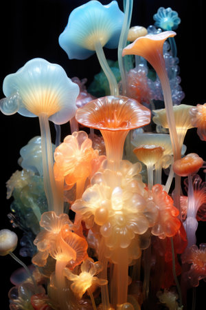 A large vase filled with colorful glass flowers, AIの素材