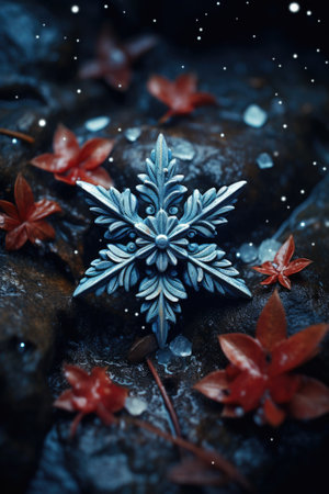Snowflake on the rocks, AIの素材