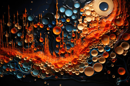 A colorful abstract art piece with many bubbles, AIの素材