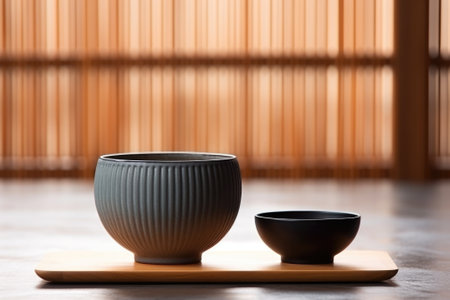 A bowl and a cup sitting on a tray, AIの素材