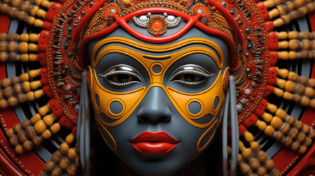 A close up of a womans face wearing a mask, AIの素材