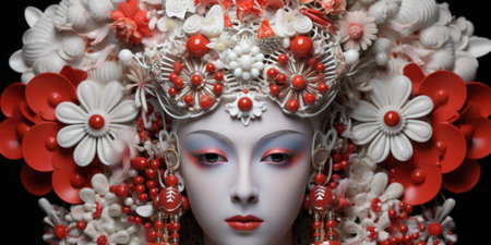 A close up of a woman wearing a headdress, AIの素材