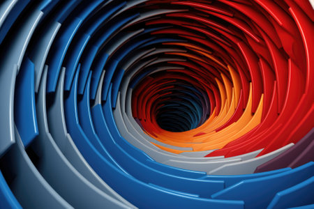 A colorful spiral of plastic seats in a room, AIの素材