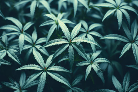 A close up of a bunch of green leaves, AIの素材