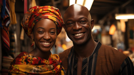 A man and a woman smile for the camera, AIの素材