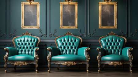 A group of chairs sitting next to each other in a room, AIの素材