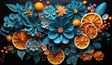 A group of paper flowers made out of oranges, AIの素材