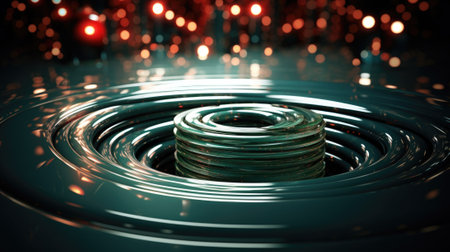 A metal object is sitting in a pool of water, AIの素材