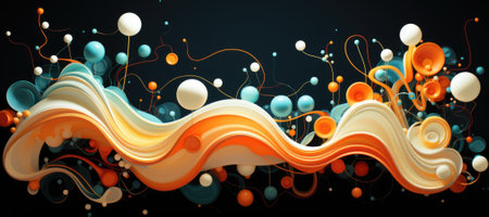 Abstract background with waves and bubbles, AIの素材