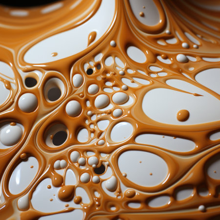 A close up of a liquid with bubbles and swirls, AIの素材
