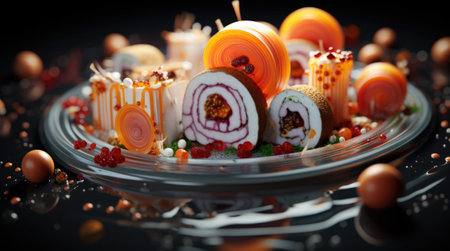 A plate with a variety of food on it, AIの素材