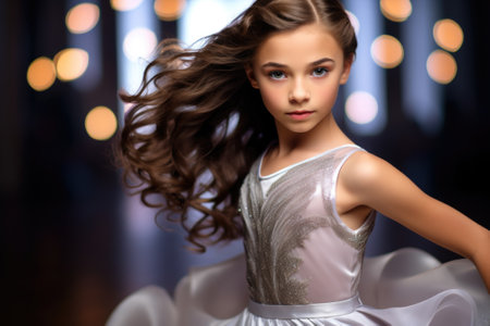 A young girl in a dress posing for the camera, AIの素材