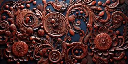 3d rendering of a decorative wall with flowers and swirls, AIの素材