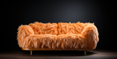 An orange couch with a fluffy fur, AIの素材
