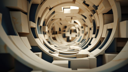 Abstract 3d rendering of a circular tunnel, AIの素材
