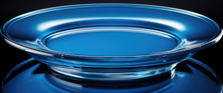 A blue glass bowl sitting on a black surface, AIの素材