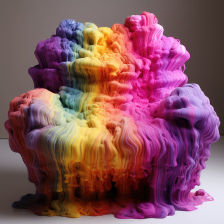 A chair made out of colored liquid, AIの素材