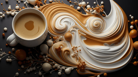 Fractal coffee art at the table, AIの素材