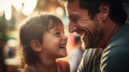 A man and a little girl laughing together, AIの素材
